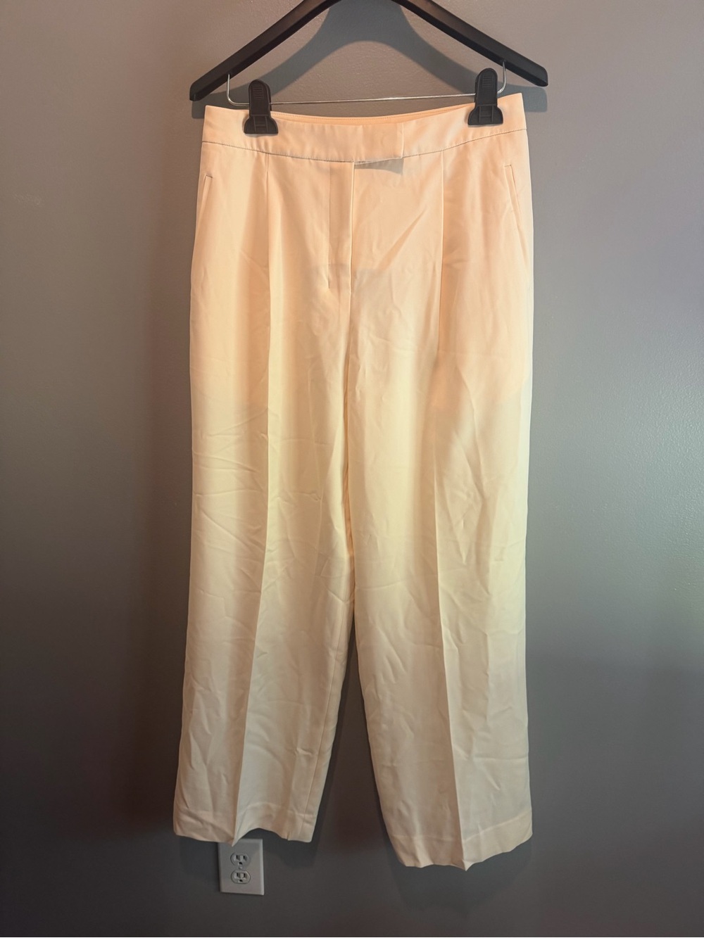 Calvin Klein Cream Wide-Leg Dress Pants